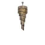 Brewer 70cm Pendant Round 5 Layer Spiral 23 Light E14, Polished Nickel / Smoke Sculpted Glass, Item Weight: 57kg